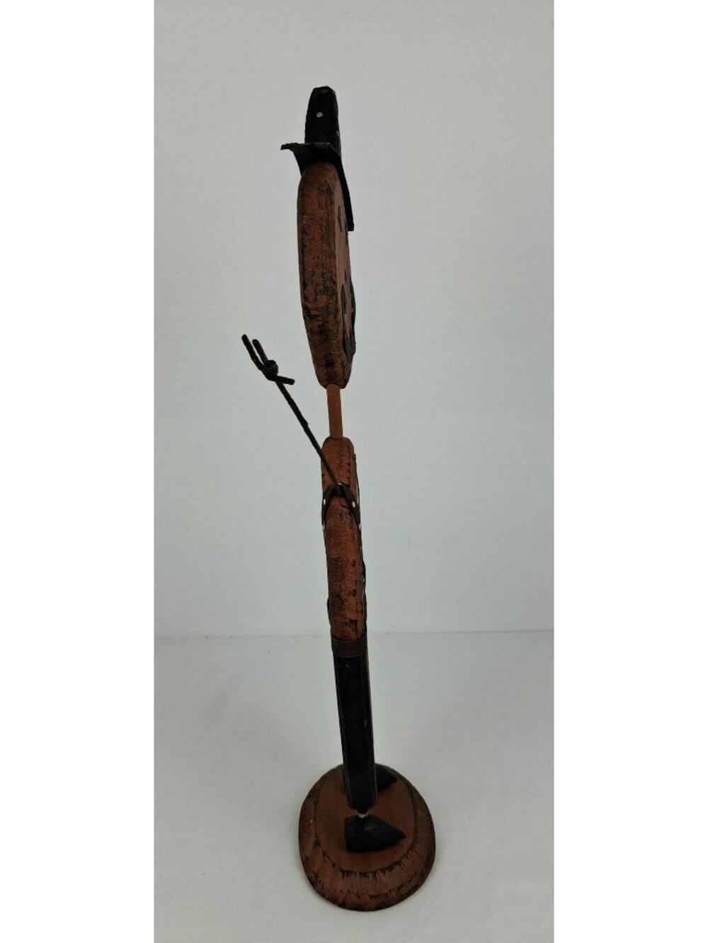 Handcrafted Wooden Pumpkin Figurine w/ Rustic Black Hat 17.5 Halloween - Picture 2 of 7